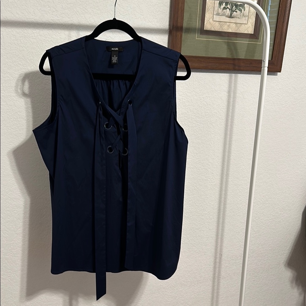 Alfani Navy Sleeveless Blouse